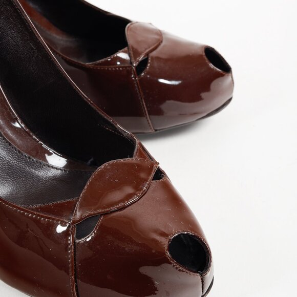 Fendi Oxblood Peep-Toe Platform Pumps - Picture 6 of 8